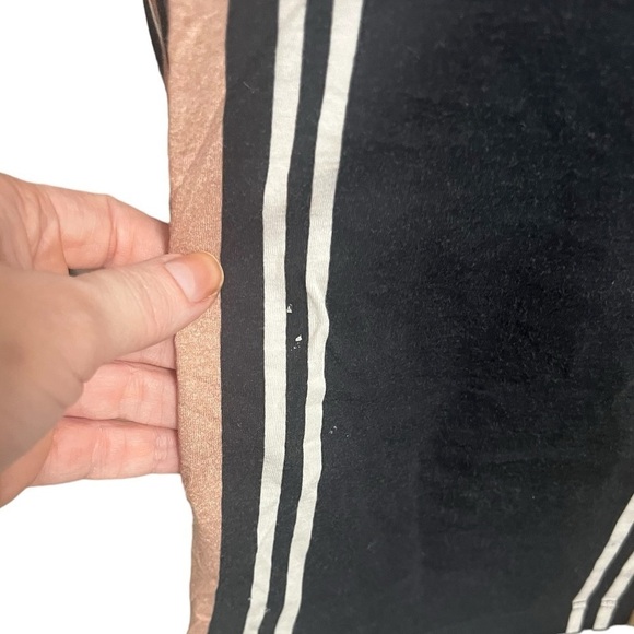 Farm Rio striped T-shirt women P large brown black tan short sleeve - Picture 3 of 12